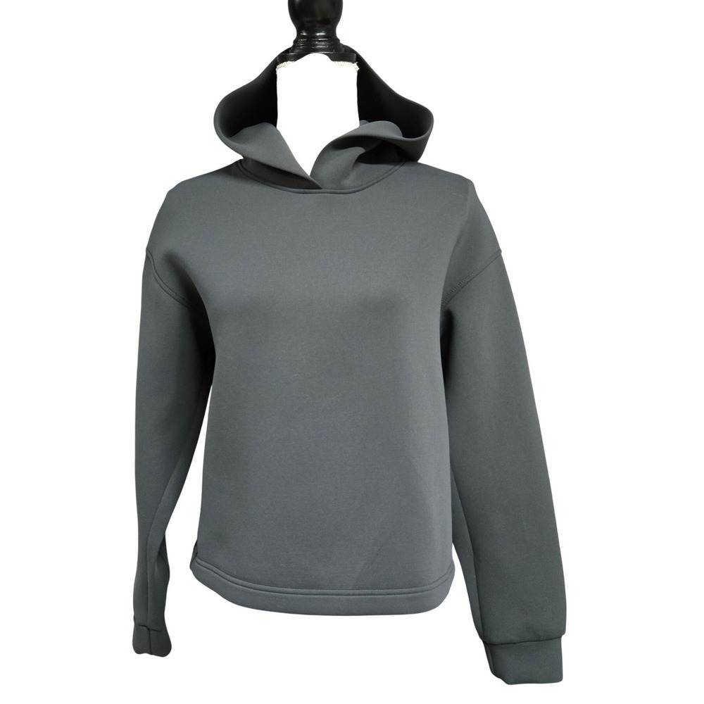 Uniqlo Dry Soft Scuba Pullover Hoodie Sweatshirt Kangaroo Pocket Gray Women's S